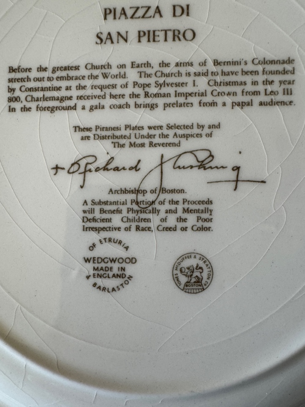 Vintage Wedgwood Rome Plate – Piazza di San Pietro Vatican - Picture 9 of 10